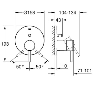 Смеситель встраиваемый Grohe Atrio New 24066003 (2 функции), хром