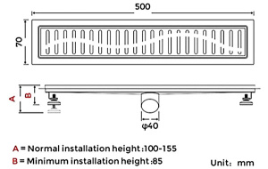 Душевой трап Gappo G85007-33 / G86007-33 / G87007-33 / G88007-33, 50 см