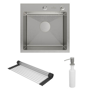 Кухонная мойка Roxen Simple 560220-45 с ролл-матом, дозатором и измельчителем Bort Titan Max Power 93410266 (Full Control)