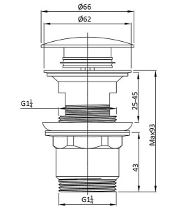 Донный клапан Vincea DPU-1B01GM / DPU-1B01MB, вороненая сталь