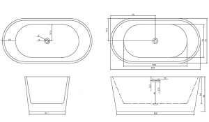 Акриловая ванна Cerutti Resia150 / Resia170II, 150х75