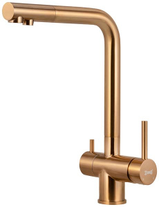 Кухонная мойка Zorg ZRN 5055 Nano PVD Gold Rosy со смесителем под фильтр