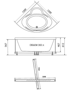 Гидромассажная ванна Triton Троя премиум Flat, 150x150