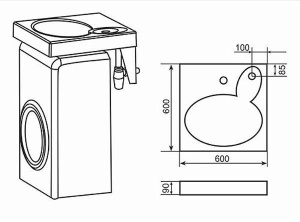 Умывальник Belux Idea-Set IDS-600, 60х60, белый глянцевый