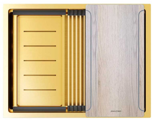 Кухонная мойка Paulmark Next-Multi Sink 58 Uni PM785845-BG с коландером, ролл-матом и разделочной доской