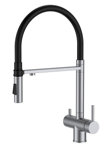 Комплект 2 в 1 кухонная мойка Roxen Gap 360270-44SG Storm Gray со смесителем Keit 500504NB-B, 44х42, storm gray