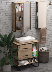 Тумба под умывальник 1Marka Grunge Loft 80Н 2я/2п дуб вотан