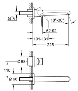 Смеситель встраиваемый Grohe Eurodisc Cosmopolitan 19974002, хром