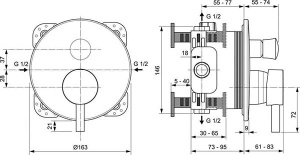 Смеситель встраиваемый Ideal Standard Ceraline A6939AA (2 функции)