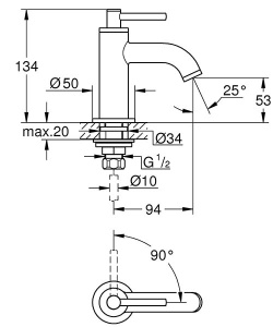 Смеситель для умывальника Grohe Atrio New 20021003 на одну воду