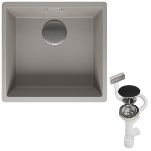 Комплект 2 в 1 кухонная мойка Roxen Gap 360270-44SG Storm Gray со смесителем Keit 500504CH-B