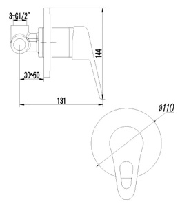 Смеситель встраиваемый Lemark Luna LM4123C для душа