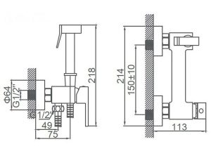 Смеситель для биде Ledeme L5398-7 / L5398A-7 с гигиеническим душем, хром