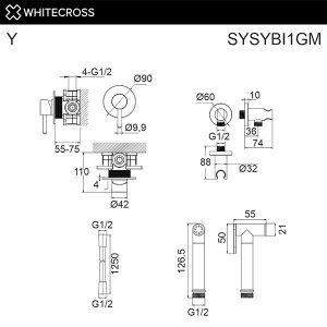 Смеситель встраиваемый Whitecross Y SYSYBI1GM с гигиеническим душем