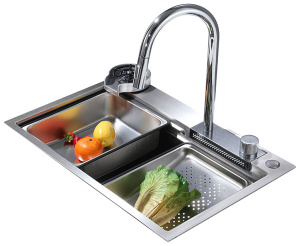 Кухонная мойка Abber Wasser Kreis AF2194SP с двумя коландерами и ринзером