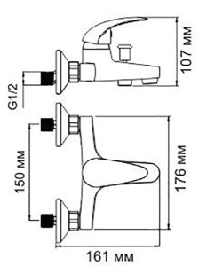 Смеситель для ванны WasserKraft Isen 2601