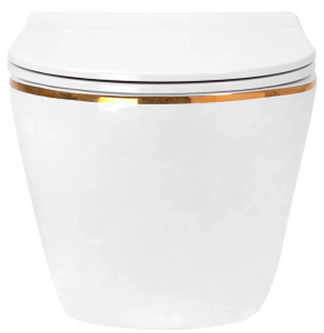 Подвесной унитаз Rea Carlo Mini Tornado White Gold Edge REA-C4800