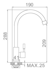 Смеситель для кухонной мойки Ledeme L74195 на одну воду