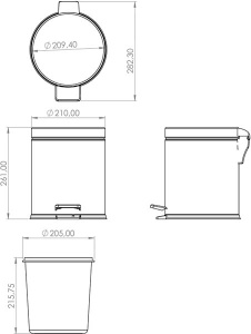 Мусорное ведро Berges 123002 / 123003 с микролифтом, 5 л, черный