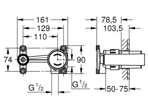 Смеситель встраиваемый Grohe Eurodisc Joy 23429000 (внутренняя часть)