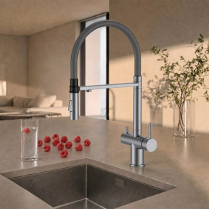 Смеситель для кухонной мойки Roxen Keit 500504GM-GR с подключением к фильтру воды