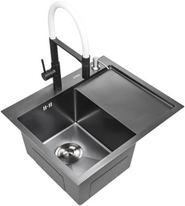 Кухонная мойка Avina HM5848 PVD (графит) с коландером и дозатором