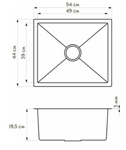 Кухонная мойка Axus LS-5444S / LS-6444S с коландером, 54х44, сатин