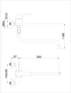 Смеситель для ванны Rubineta Standart Prince P-12/S Sher
