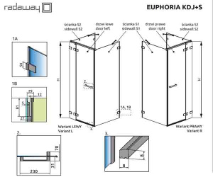 Фронтальная стенка Radaway Euphoria KDJ+S front Wall 221