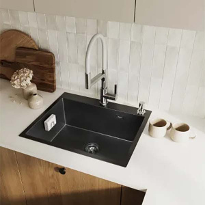 Кухонная мойка Axus LS-6050BM с коландером, дозатором и держателем для губки