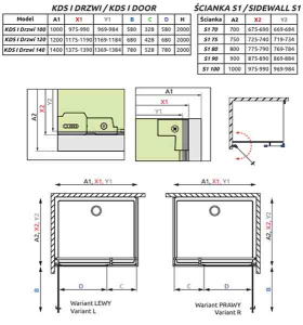 Фронтальная стенка Radaway Nes 8 KDS I Wall 403