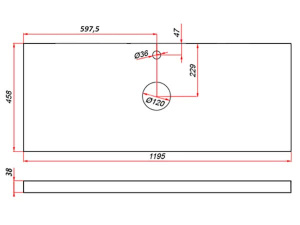 Столешница ЗОВ пластик HPL 38 Туя CHPL38T1195458C2 (2 выреза)