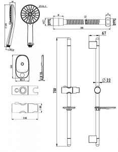 Душевой гарнитур Bravat Line D152CP-2A-RUS