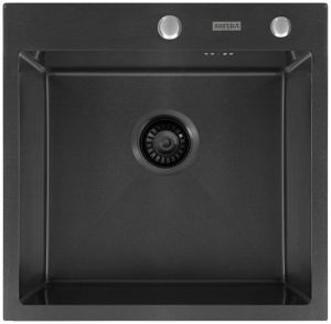 Кухонная мойка Arfeka Eco AR 50 Black с коландером, дозатором и роллер-матом