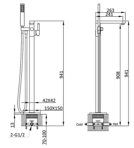 Смеситель для ванны Vincea VTF-101CH напольный