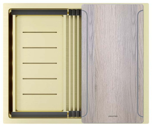 Кухонная мойка Paulmark Next-Multi Sink 54 UNI PM785445-LG с коландером, ролл-матом и разделочной доской