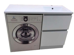 Тумба под умывальник Alavann Soft Silver 120 под стиральную машину, 120, белый