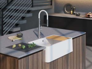 Смеситель для кухонной мойки Omoikiri Osaka C-WH / Osaka BN-WH, нержавеющая сталь, белый