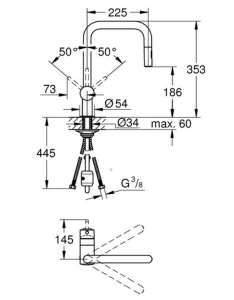 Смеситель для кухонной мойки Grohe Minta 32322A02 / 32322AL2 с выдвижным изливом, темный графит матовый
