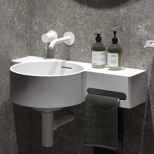 Умывальник Belux Аврора 550 R / 550 L белый матовый Solid Surface, 55х32 чаша слева
