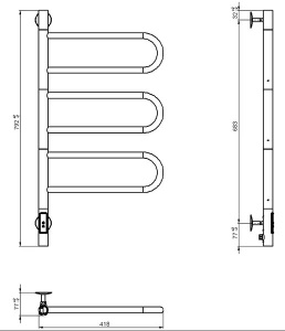 Полотенцесушитель Vincea VTD-1R2CBE / VTD-1R2CGE электрический, 42х79, графит