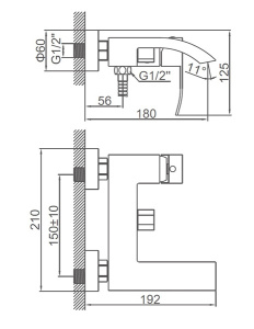 Смеситель для ванны Wisent W73117 / W73117B, нержавеющая сталь
