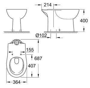 Напольный унитаз Grohe Bau Ceramic 39429000 безободковый, белый