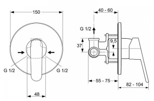 Смеситель встраиваемый Ideal Standard Ceraplan B0040AA с гигиеническим душем