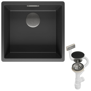 Комплект 2 в 1 кухонная мойка Roxen Gap 360270-44VB Vanta Black со смесителем Keit 500504GB-W