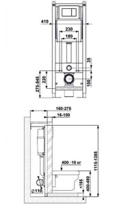 Комплект инсталляции Berges Atom Line 410 c кнопкой белой и унитазом Vita Rimless Soft Close