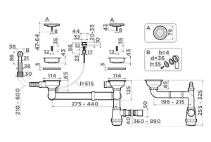 Сифон для мойки Omoikiri WK-1,5CL-R-AB022-A