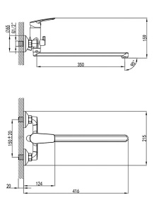 Смеситель для ванны Milardo Horizont HORSB02M10