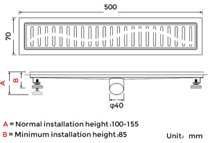 Душевой трап Gappo G85007-36 / G86007-36 / G87007-36 / G88007-36, 50 см