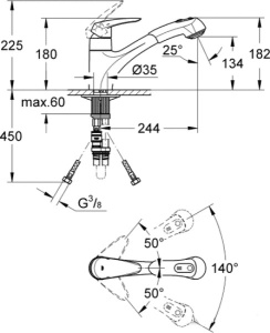Смеситель для кухонной мойки Grohe Eurodisc 32257001